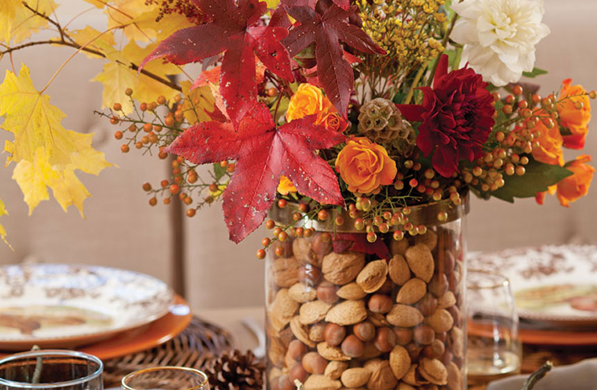 Decorar con hojas de otoño